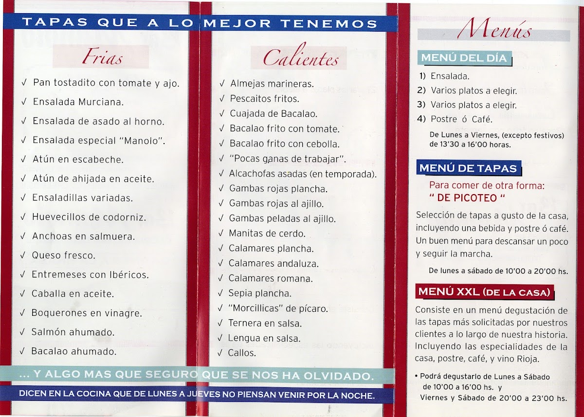 Bar Restaurante Manolo Menu - Image 3